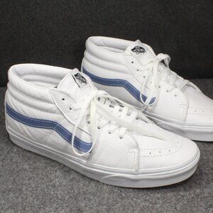Vans Sk8-Mid True White Moon Blue Leather Skate Sneakers Mens Size 12